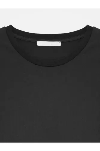 3683 Velo Yaka Basic T-shirt - Qora - 7