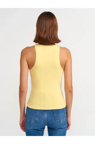 3694 Halter Neck T-shirt-Yellow-Yellow - DILVIN (1)