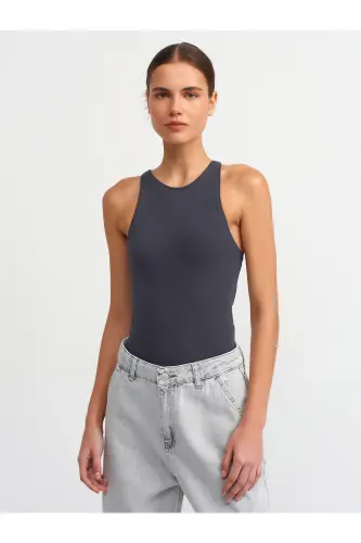 3694 Halter Yaka T-shirt-antrasit-Antrasit 