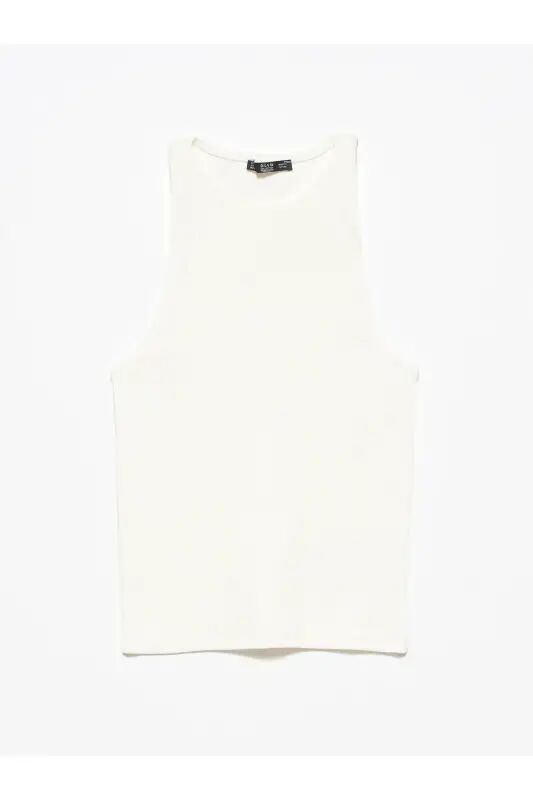 3694 Halter Yaka T-shirt - Ekru - Ekru - 2