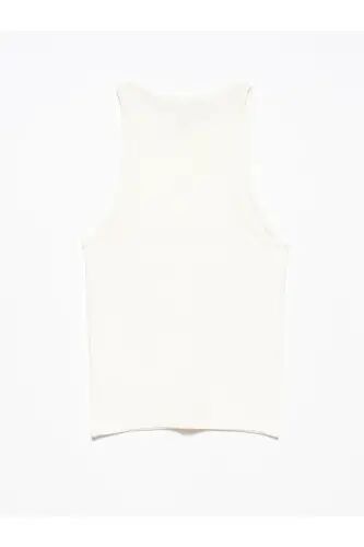 3694 Halter Yaka T-shirt - Ekru - Ekru - 3
