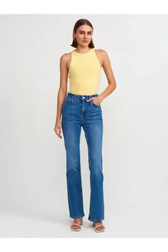 3694 Halter Yaka T-shirt-Sariq-Sariq - 3