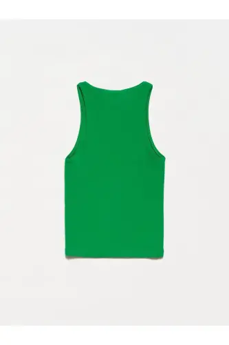 3694 Halter Yaka T-shirt-Yeşil-Yeşil 