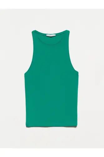 3694 Halter Yaka T-shirt-Yeşil-Yeşil - 2