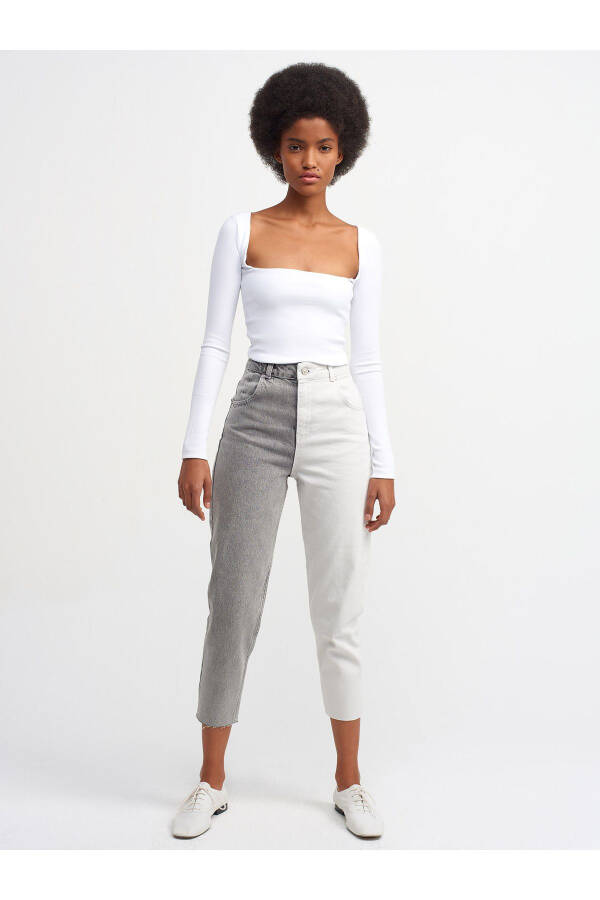 3700 Fitilli Uzun Kollu Top-beyaz-Beyaz - 16