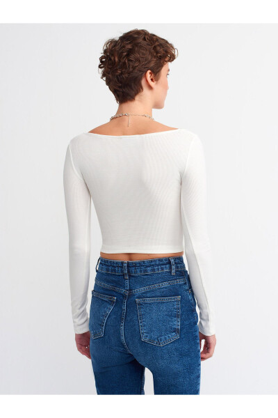 3700 Fitilli Uzun Kollu Top-ekru-Ekru - 19