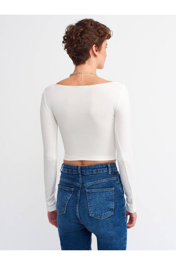 3700 Fitilli Uzun Kollu Top-ekru-Ekru - 4