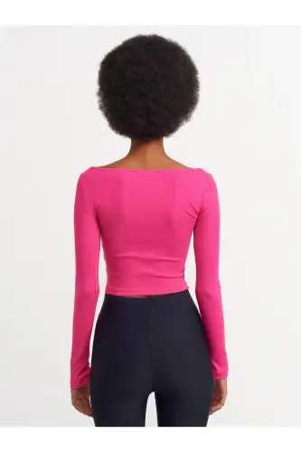 3700 Fitilli Uzun Kollu Top-fuşya-Fuşya - 3