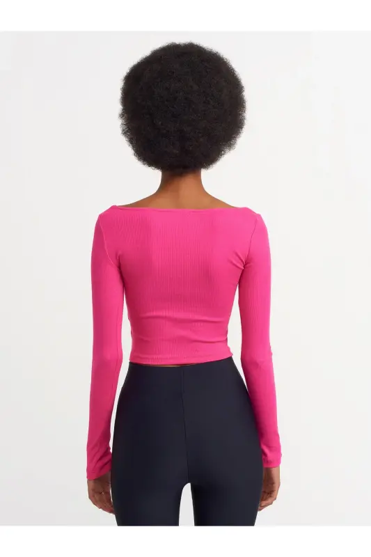 3700 Fitilli Uzun Kollu Top-fuşya-Fuşya - 3