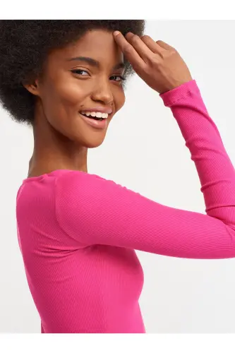 3700 Fitilli Uzun Kollu Top-fuşya-Fuşya - 4