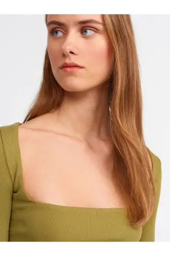 3700 Fitilli Uzun Kollu Top-Haki-Haki - 4