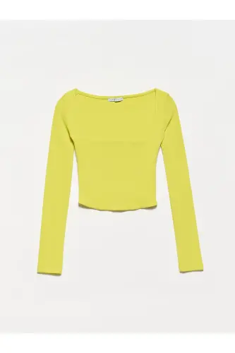 3700 Fitilli Uzun Kollu Top-lime-Lime 