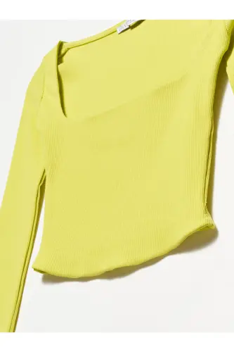 3700 Fitilli Uzun Kollu Top-lime-Lime - DILVIN (1)