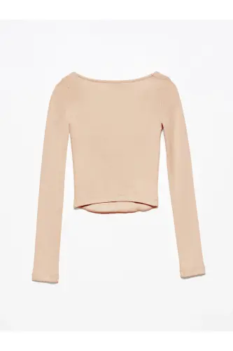 3700 Fitilli Uzun Kollu Top-camel - Camel - 1