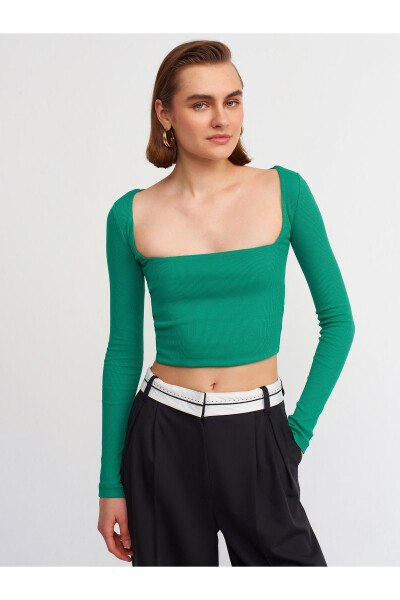 3700 Fleece Long Sleeve Top - Dark Green 