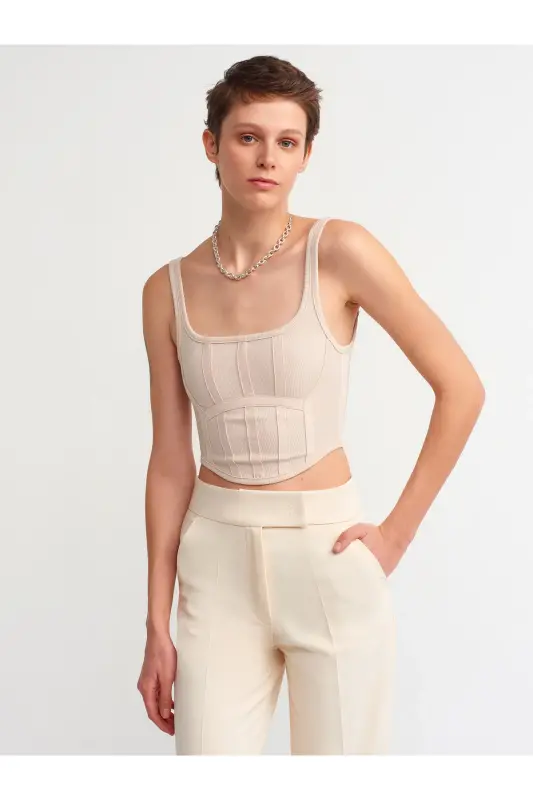 3793 Corset Top-Beige-Beige - DILVIN