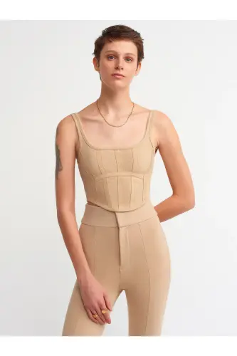 3793 Corset Top-camel-Camel 