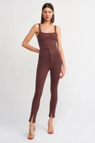 3793 Corset Top - Dark Brown-Dark Brown - 3