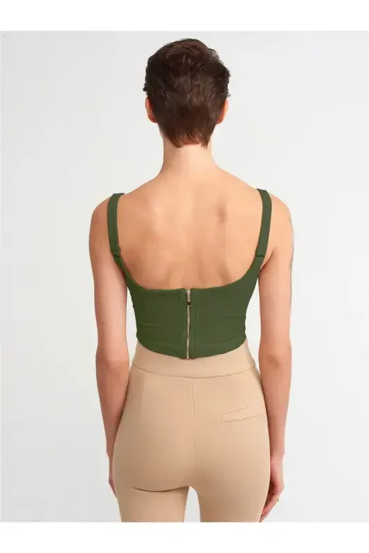 3793 Corset Top- Dark Khaki-Dark Khaki - 3
