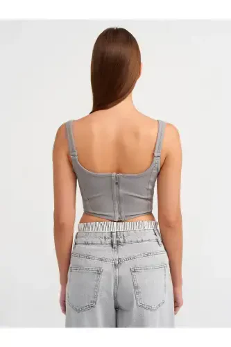 3793 Corset Top-Grey-Grey - 3