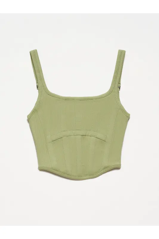 3793 Corset Top-Khaki-light khaki - 2