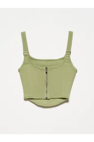 3793 Corset Top-Khaki-light khaki - 3