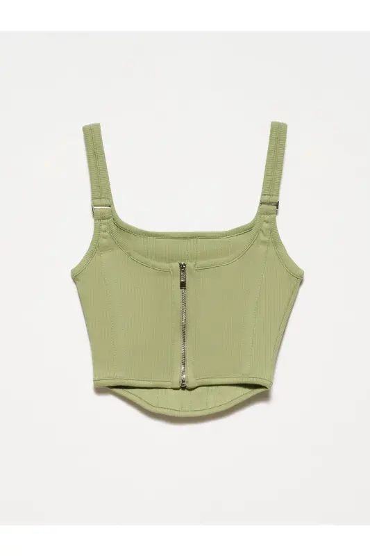 3793 Corset Top-Khaki-light khaki - 3