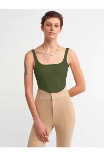 3793 Korse Top- Koyu Haki - Koyu Haki 