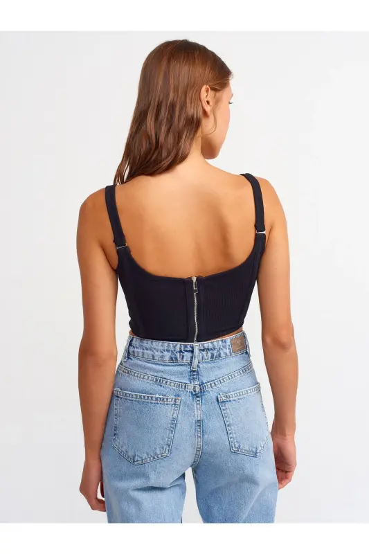 3793 Korse Top-Siyah-Siyah - 2