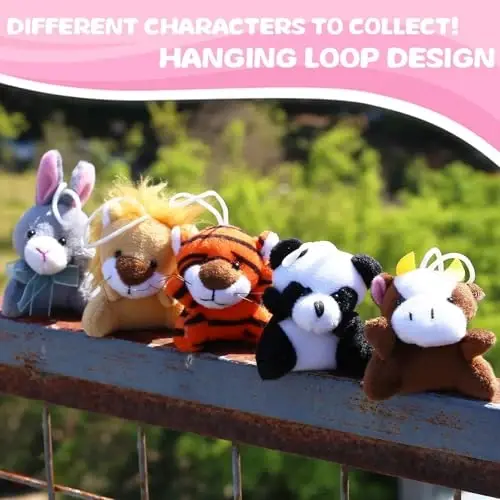 38 Pack Mini Stuffed Animals Party Favors for Kid, Small Plush Stuffed Animal Toy in Bulk for Claw Machine, Carnival Prizes, Plush Keychain Decorations, School Classroom Gift, Cute Animal Stuff Reward - Uzoxlsn (1)