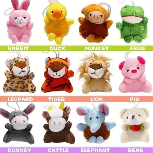 38 Pack Mini Stuffed Animals Party Favors for Kid, Small Plush Stuffed Animal Toy in Bulk for Claw Machine, Carnival Prizes, Plush Keychain Decorations, School Classroom Gift, Cute Animal Stuff Reward - 3