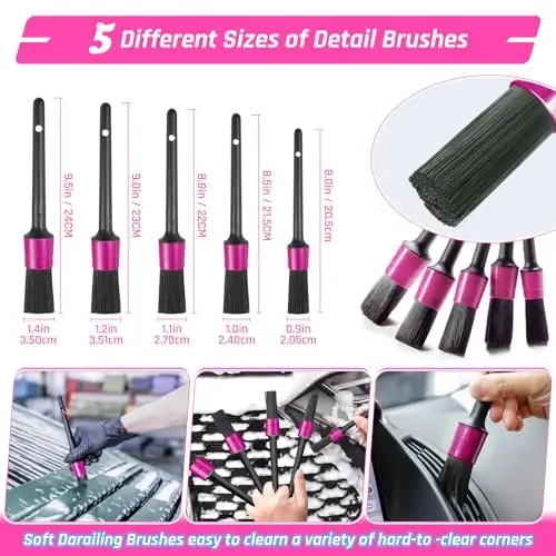 38 qismli yuqori quvvatli qo'l changyutgichli avtomobil salonini tozalash to'plami, cho'tkali avtomobil yuvish to'plami, salonni tozalash to'plami, mototsikl va mashinalar uchun pushti aksessuarlar, ayollar uchun sovg'a - 3