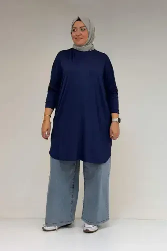 38111 Plus Size Basic Jersey Tunic - Indigo - 3