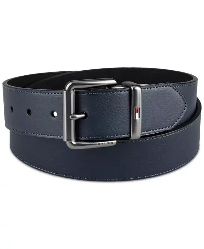 38MM Men’s Two-In-One Reversible Casual Matte and Pebbled Belt - Navy/black - Tommy Hilfiger