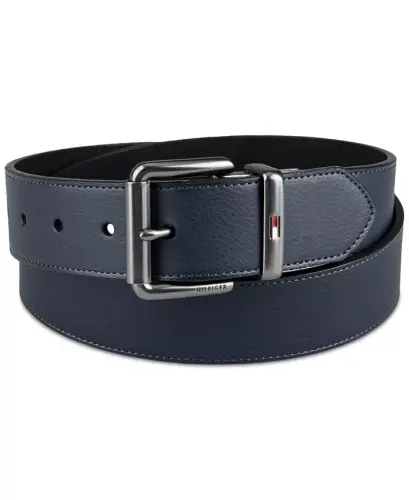 38MM Men’s Two-In-One Reversible Casual Matte and Pebbled Belt - Navy/black - 1