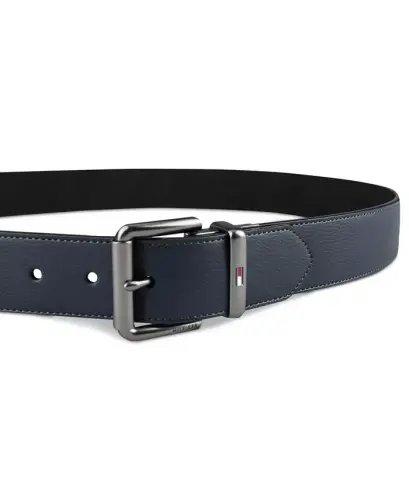 38MM Men’s Two-In-One Reversible Casual Matte and Pebbled Belt - Navy/black - 3