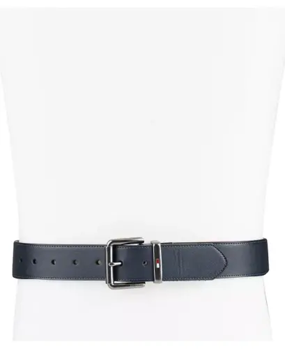 38MM Men’s Two-In-One Reversible Casual Matte and Pebbled Belt - Navy/black - 5