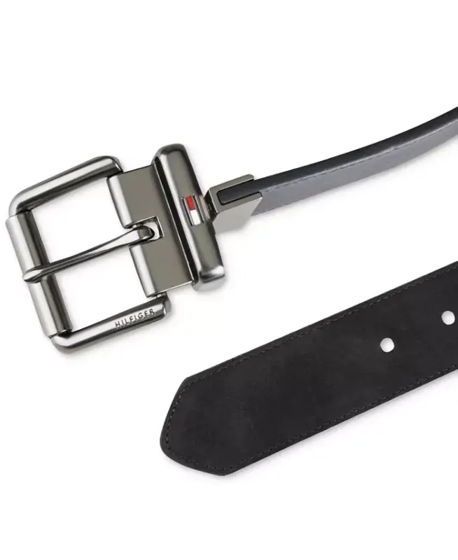 38MM Men’s Two-In-One Reversible Casual Matte and Pebbled Belt - Navy/black - 6