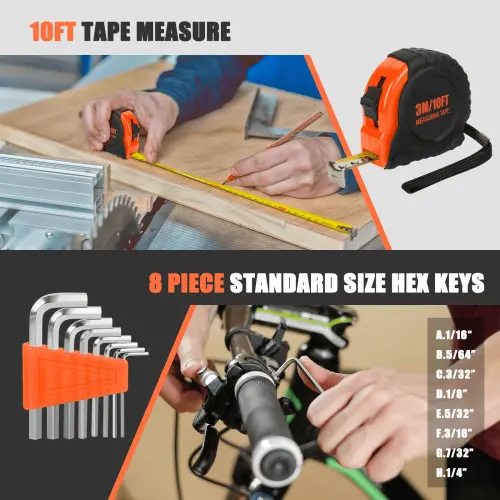 Cshidworld 39 Piece Tool Sets All Purpose Household Tool Kit, Home Tool Set Case with Toolbox Great for Girls Ladies and Women, Household Hand Kit for Home Garage Office College Dormitory, Orange-39-ORANGE - 5