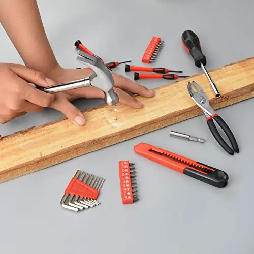 39-Piece Household Tools Kit - Small Basic Home Tool Set with Plastic Toolbox - Great for College Students, Household Use & More - 4