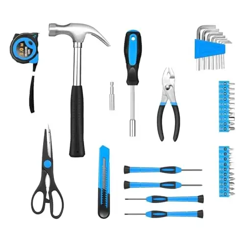 39 Piece Basic Home Tool Set Household Tool Set General Repair Small Hand Tool Kit in Toolbox Storage Case for Home Garage Office College Dormitory Use, Blue - RVOGJP (1)