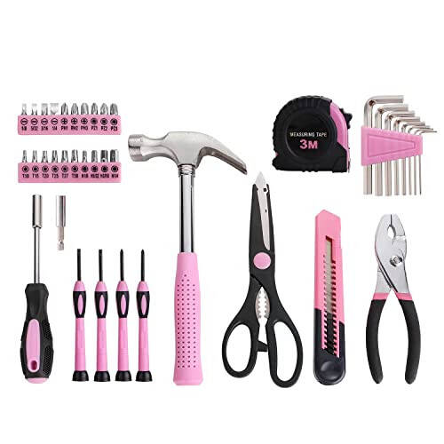 39-Piece All Purpose Household Pink Tool Kit for Girls, Ladies and Women - Includes All Essential Tools for Home, Garage, Office and College Dormitory Use - 3