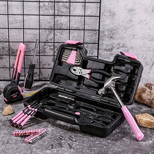 39-Piece All Purpose Household Pink Tool Kit for Girls, Ladies and Women - Includes All Essential Tools for Home, Garage, Office and College Dormitory Use - 4