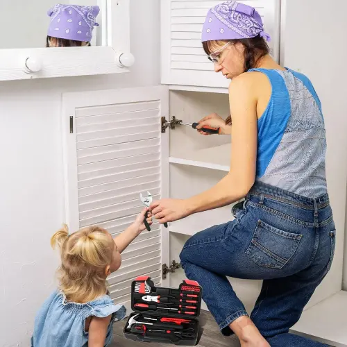 39 Piece All Purpose Household Tool Kit Small Basic Home Tool Set with Toolbox Great for Home, Garage, Office and College Dormitory Use, DIY and Crafts-RED - 7