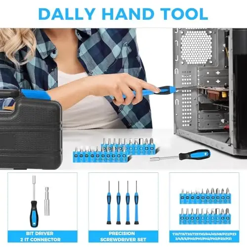 39 Piece Basic Home Tool Set Household Tool Set General Repair Small Hand Tool Kit in Toolbox Storage Case for Home Garage Office College Dormitory Use, Blue - 3