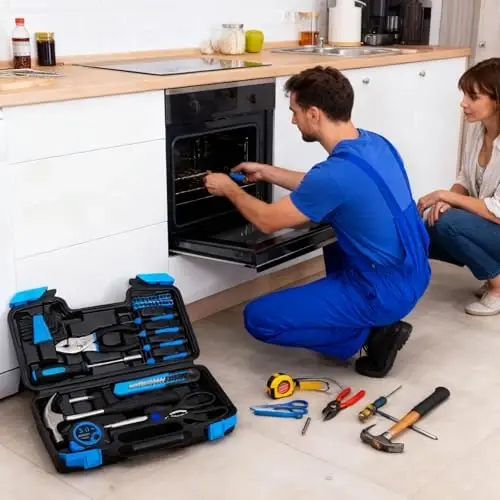 39 Piece Basic Home Tool Set Household Tool Set General Repair Small Hand Tool Kit in Toolbox Storage Case for Home Garage Office College Dormitory Use, Blue - 5