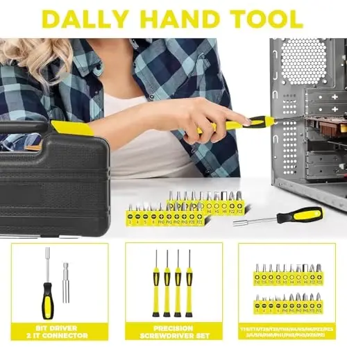 39 Piece Tool Set General Household Tool Kit - Basic Home Tool Set Small Hand Tool Kit with Plastic Toolbox Storage Case for Home Garage Office College Dormitory Use Yellow - 2
