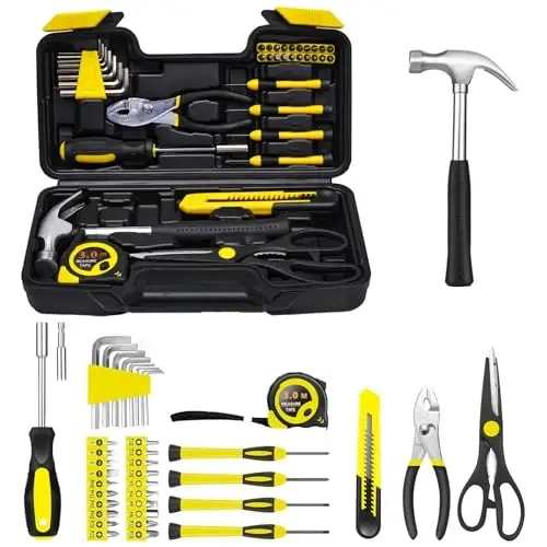 39 Piece Tool Set General Household Tool Kit - Basic Home Tool Set Small Hand Tool Kit with Plastic Toolbox Storage Case for Home Garage Office College Dormitory Use Yellow - 7
