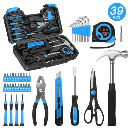 39 Piece Tool Sets All Purpose Household Tool Kit, General Basic Home Tool Set Case with Toolbox Great for Girls Ladies and Women - 1