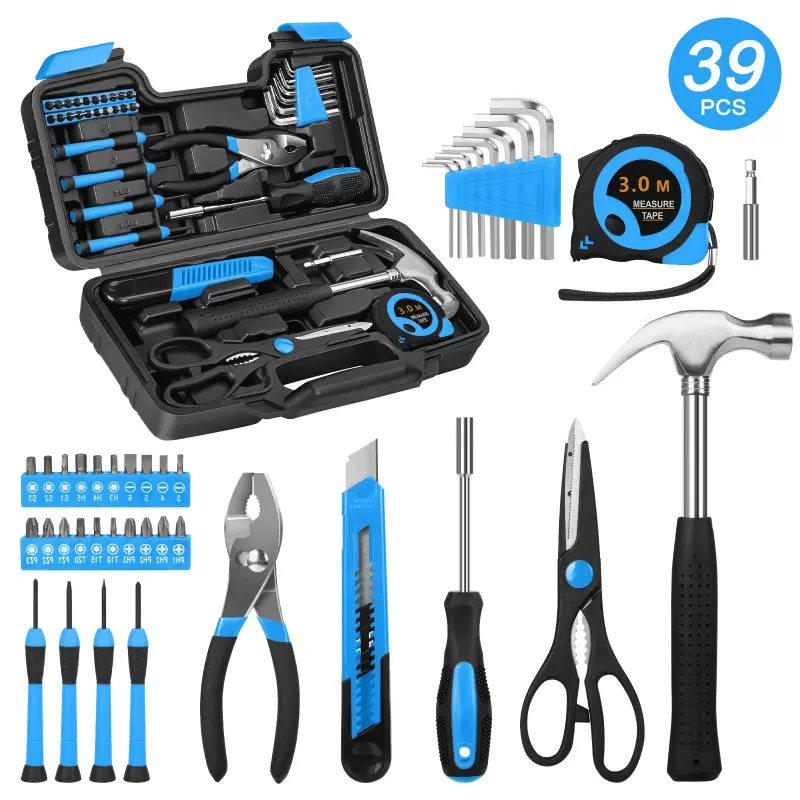 39 Piece Tool Sets All Purpose Household Tool Kit, General Basic Home Tool Set Case with Toolbox Great for Girls Ladies and Women - 1